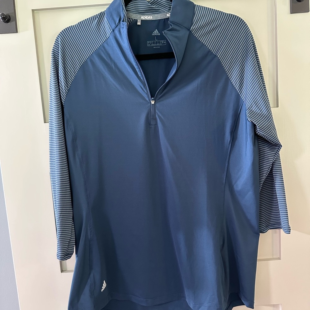 Adidas Navy and Gray Quarter-Zip Top
